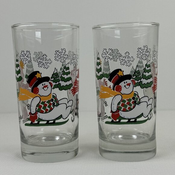 Vintage 1999 Home Interiors Snowman Holiday Drinking Glasses 10 oz Set Of 2 - Picture 7 of 12